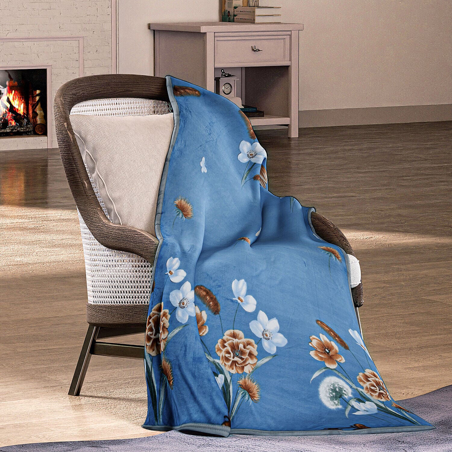 Luxury Elegant Flower Pattern Blanket (Size 200x150 Cm) - Teal