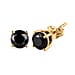 9K Yellow Gold Black Diamond (I3) Solitaire Stud Push Post Earrings 1.00 Ct.