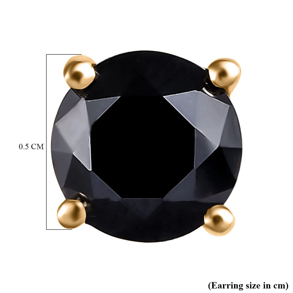 9K Yellow Gold Black Diamond (I3) Solitaire Stud Push Post Earrings 1.00 Ct.