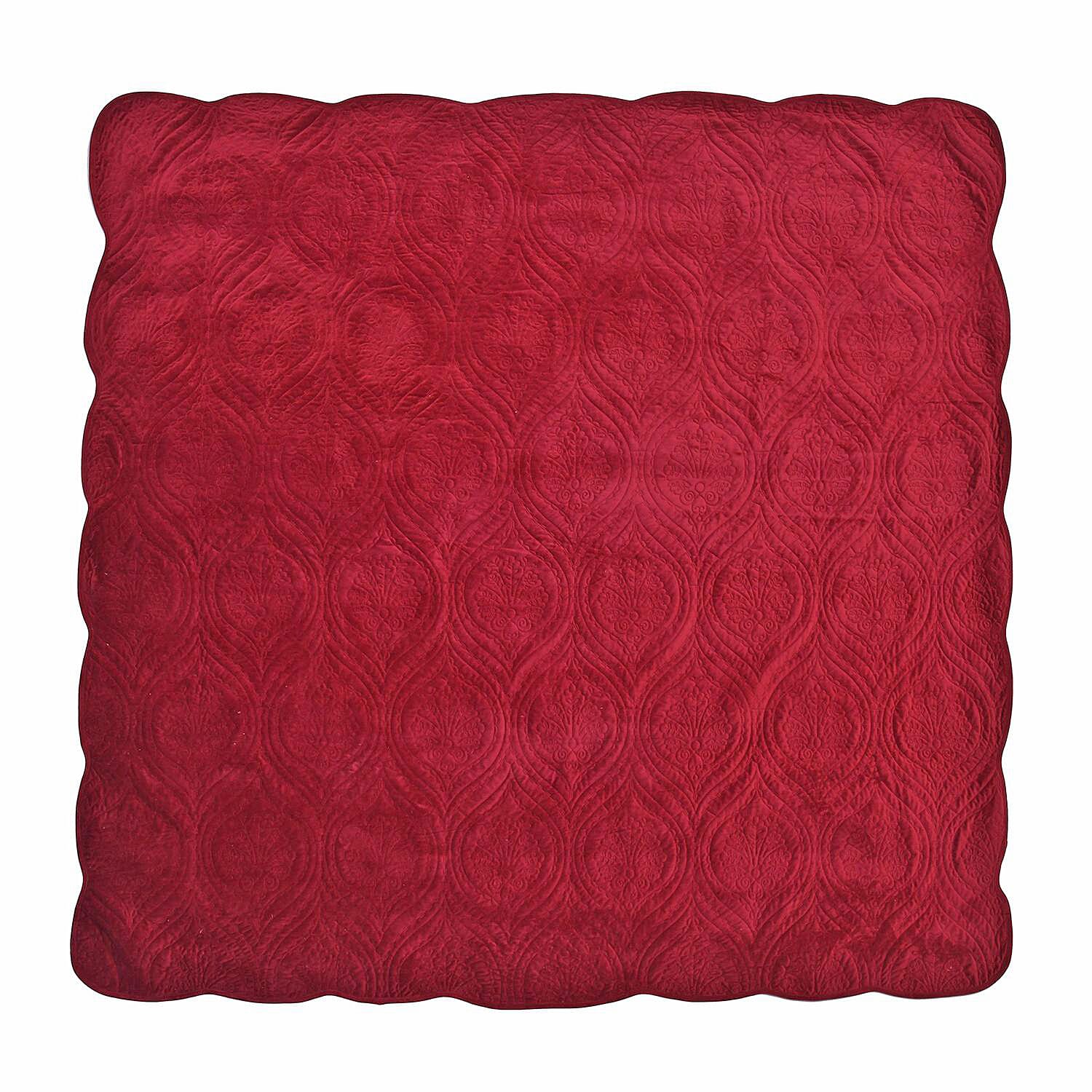 3 Pcs Set Summer Quilt and 2 Pillowcases (Size 225x220 Cm) - Burgundy