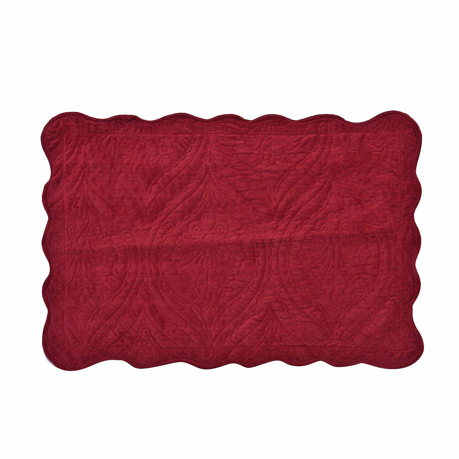 3 Pcs Set Summer Quilt and 2 Pillowcases (Size 225x220 Cm) - Burgundy