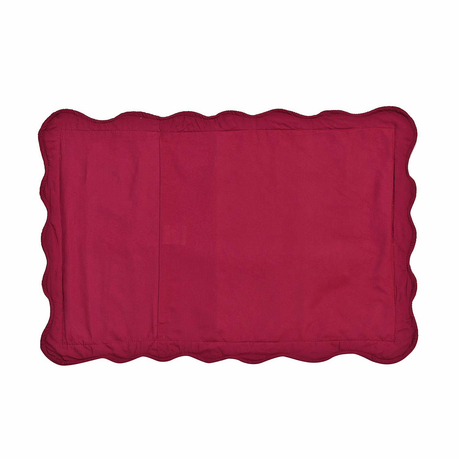 3 Pcs Set Summer Quilt and 2 Pillowcases (Size 225x220 Cm) - Burgundy