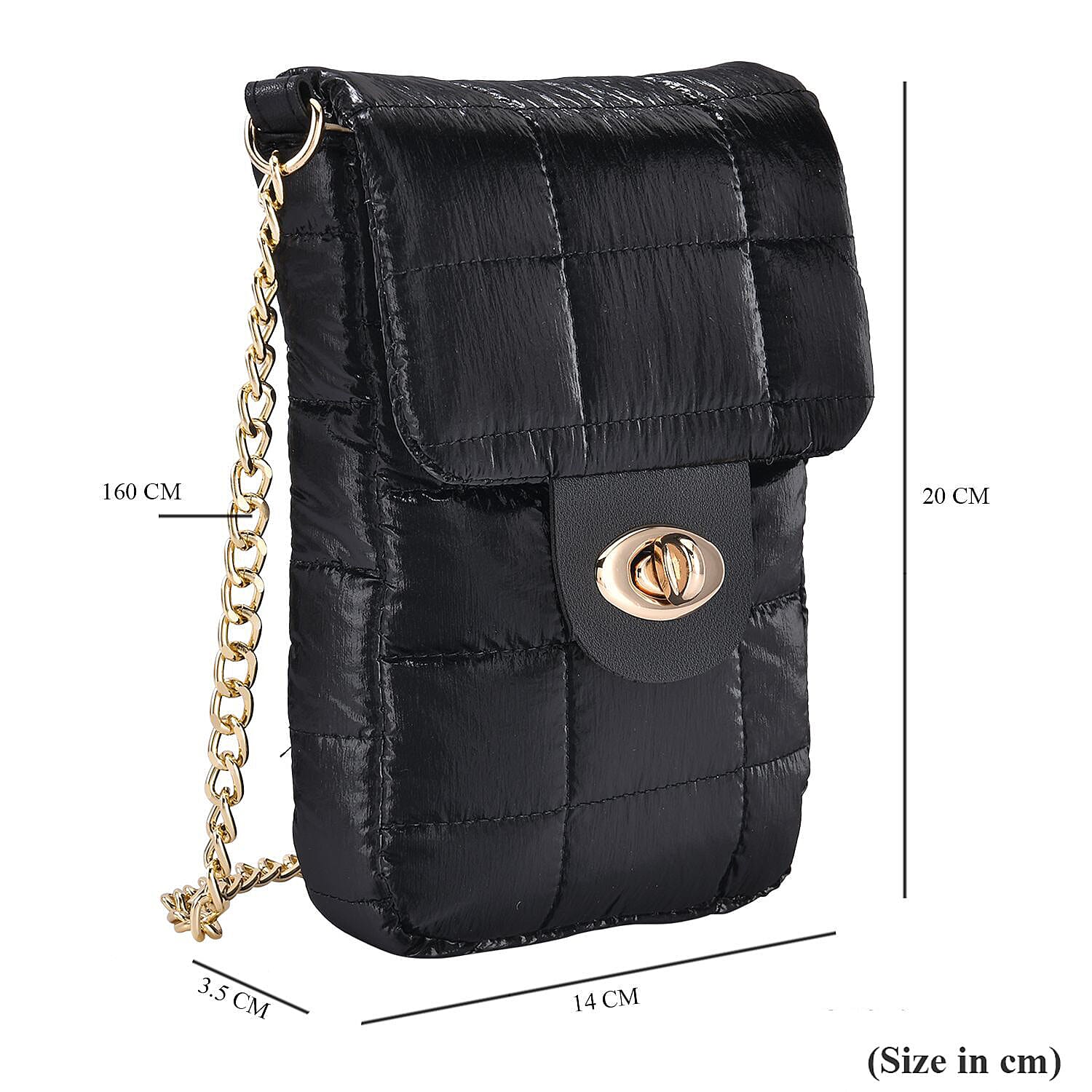 Doorbuster- Quilted Pattern Puffy Crossbody Bag with RFID Protection - Black