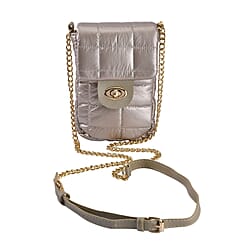 Doorbuster- Quilted Pattern Puffy Crossbody Bag with RFID Protection - Champagne