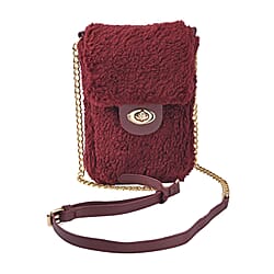 Fur Crossbody Bag with RFID Protection - Maroon