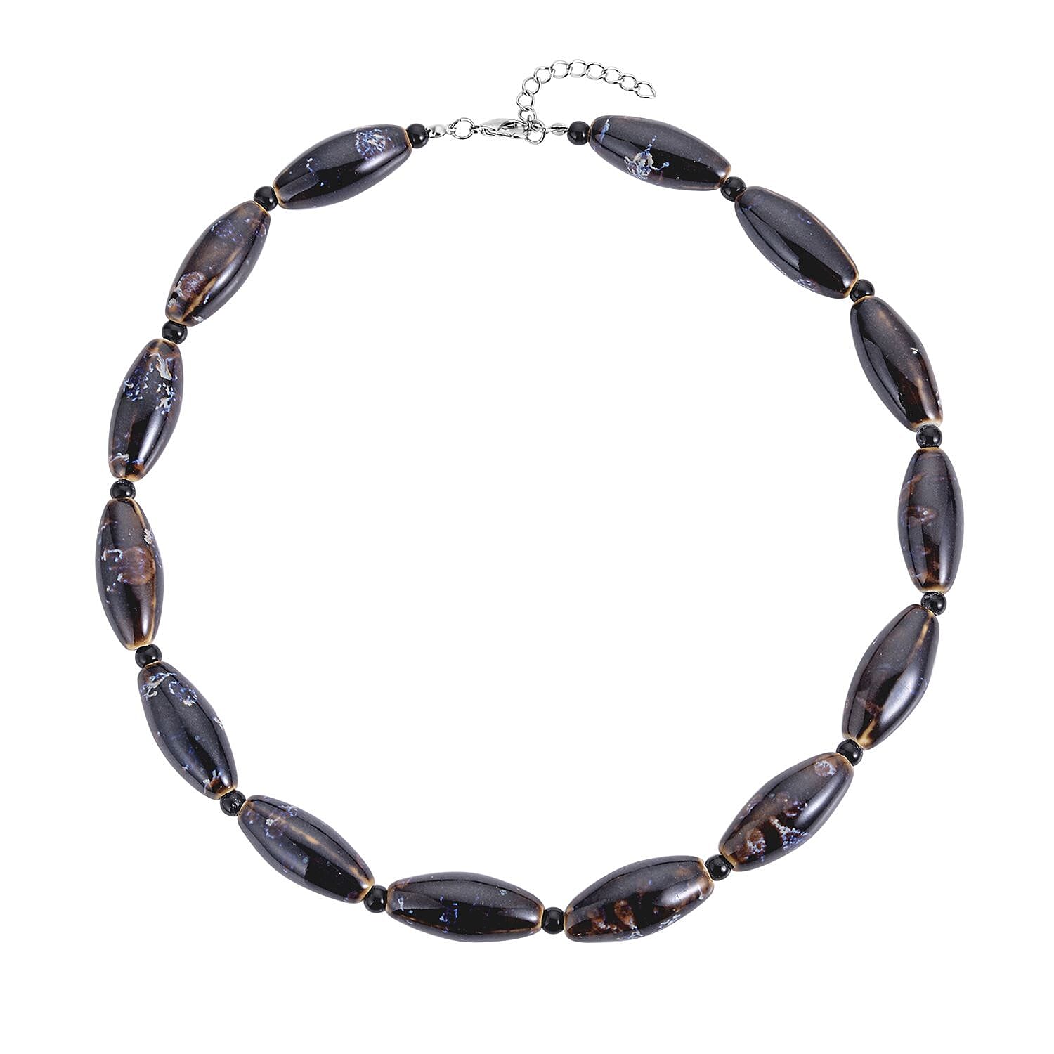  Simulated Black Spinel Glass Necklace (Size - 24)