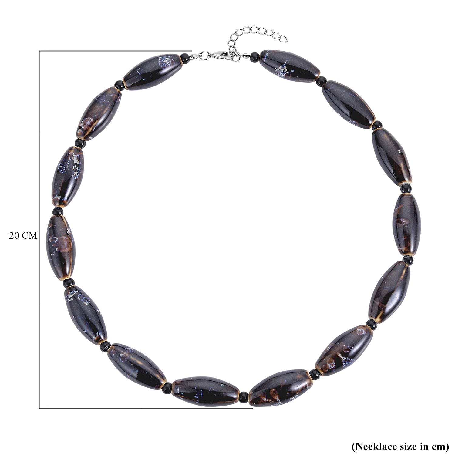  Simulated Black Spinel Glass Necklace (Size - 24)