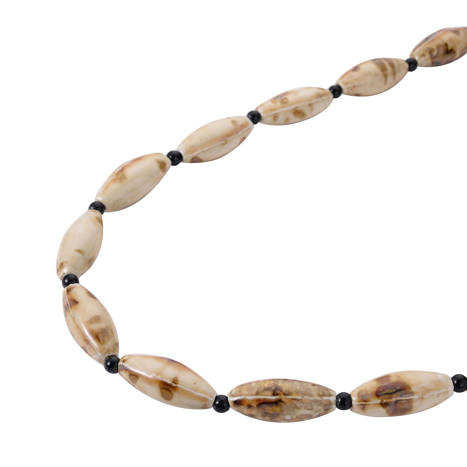 Simulated Picture Jasper and Simulated Black Spinel Beads Necklace (Size - 24)