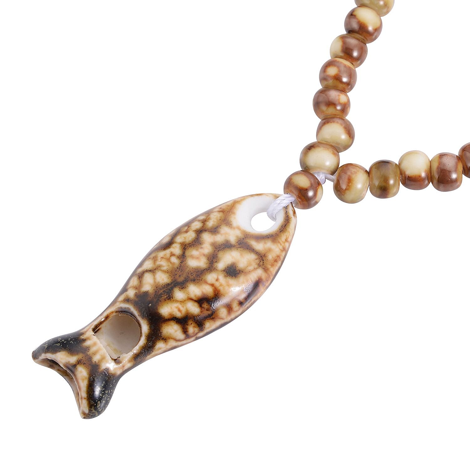 Simulated Multi-Colour Ceramic Beads Fish Whistle Necklace (Size 22-2 Inch Ext.) in Silver Tone.