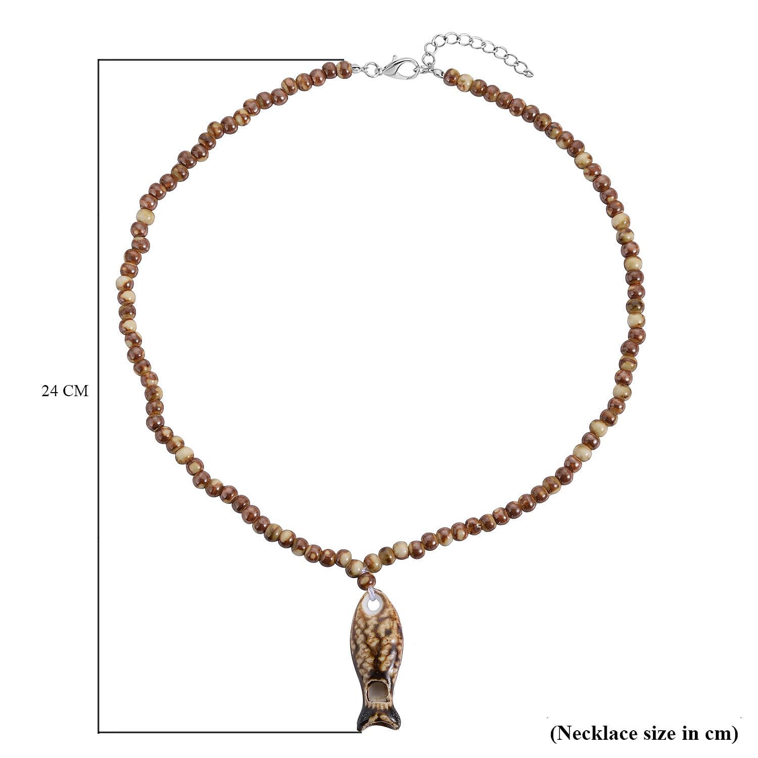 Simulated Multi-Colour Ceramic Beads Fish Whistle Necklace (Size 22-2 Inch Ext.) in Silver Tone.