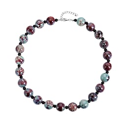  Blue Color Ceramic, Black Glass Necklace (Size - 22 with 2 inch extender)