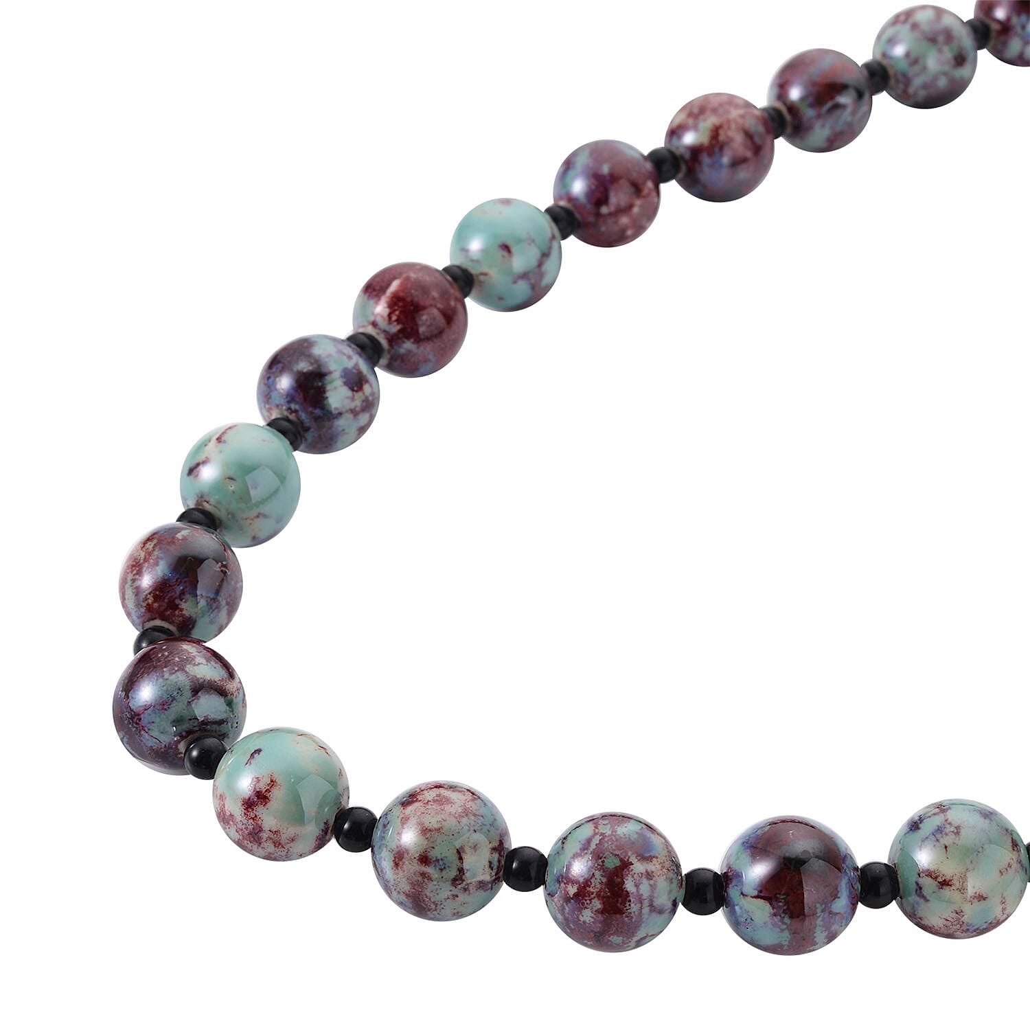  Blue Color Ceramic, Black Glass Necklace (Size - 22 with 2 inch extender)