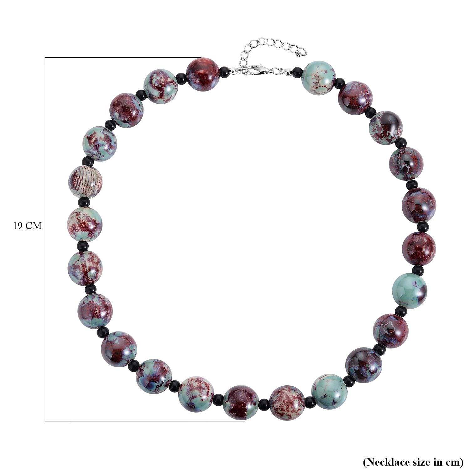  Blue Color Ceramic, Black Glass Necklace (Size - 22 with 2 inch extender)