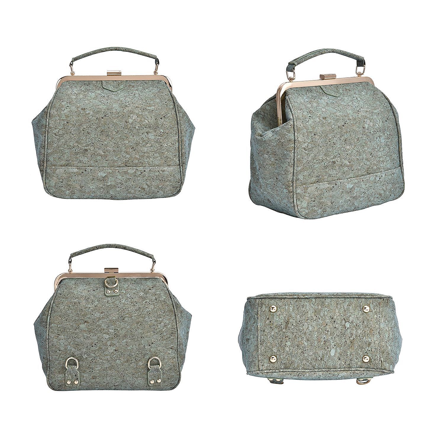 Cork Backpack with Handle Drop or Detachable Shoulder Strap - Green