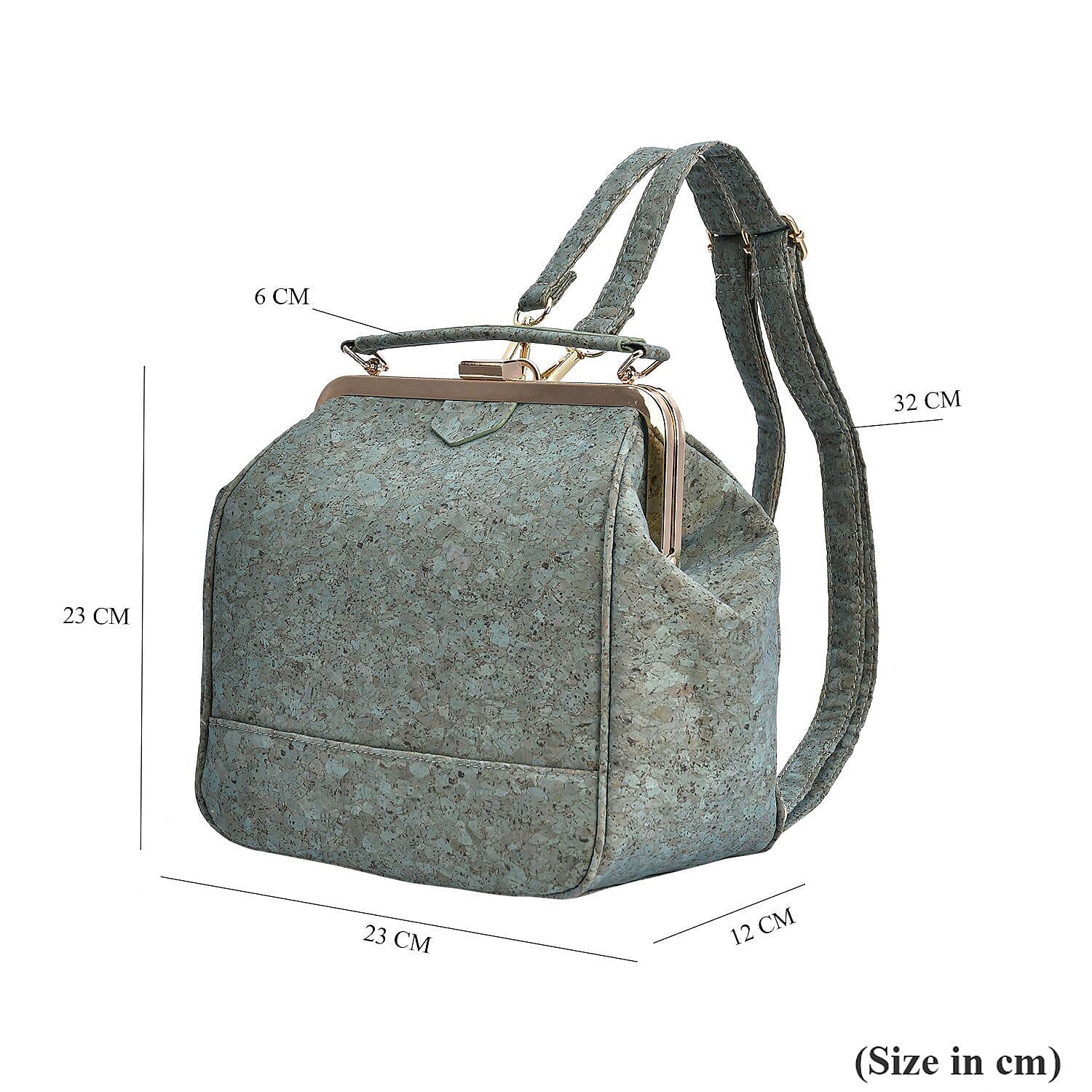 Cork Backpack with Handle Drop or Detachable Shoulder Strap - Green