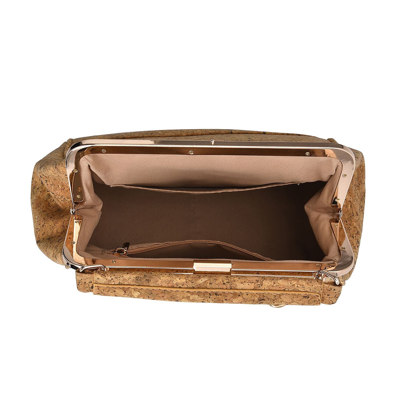 Cork Leather Backpack with Handle Drop - Detachable Shoulder Strap - Khaki