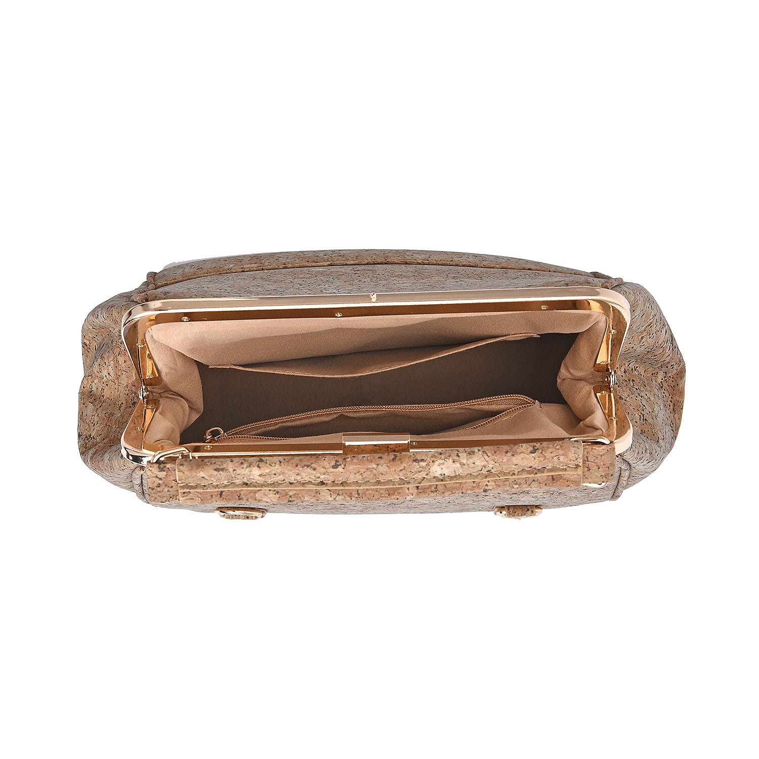 Cork Leather Backpack with Handle Drop & Detachable Shoulder Strap - Brown