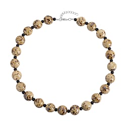  Blue Color Ceramic, Black Glass Necklace (Size - 22 with 2 inch extender)