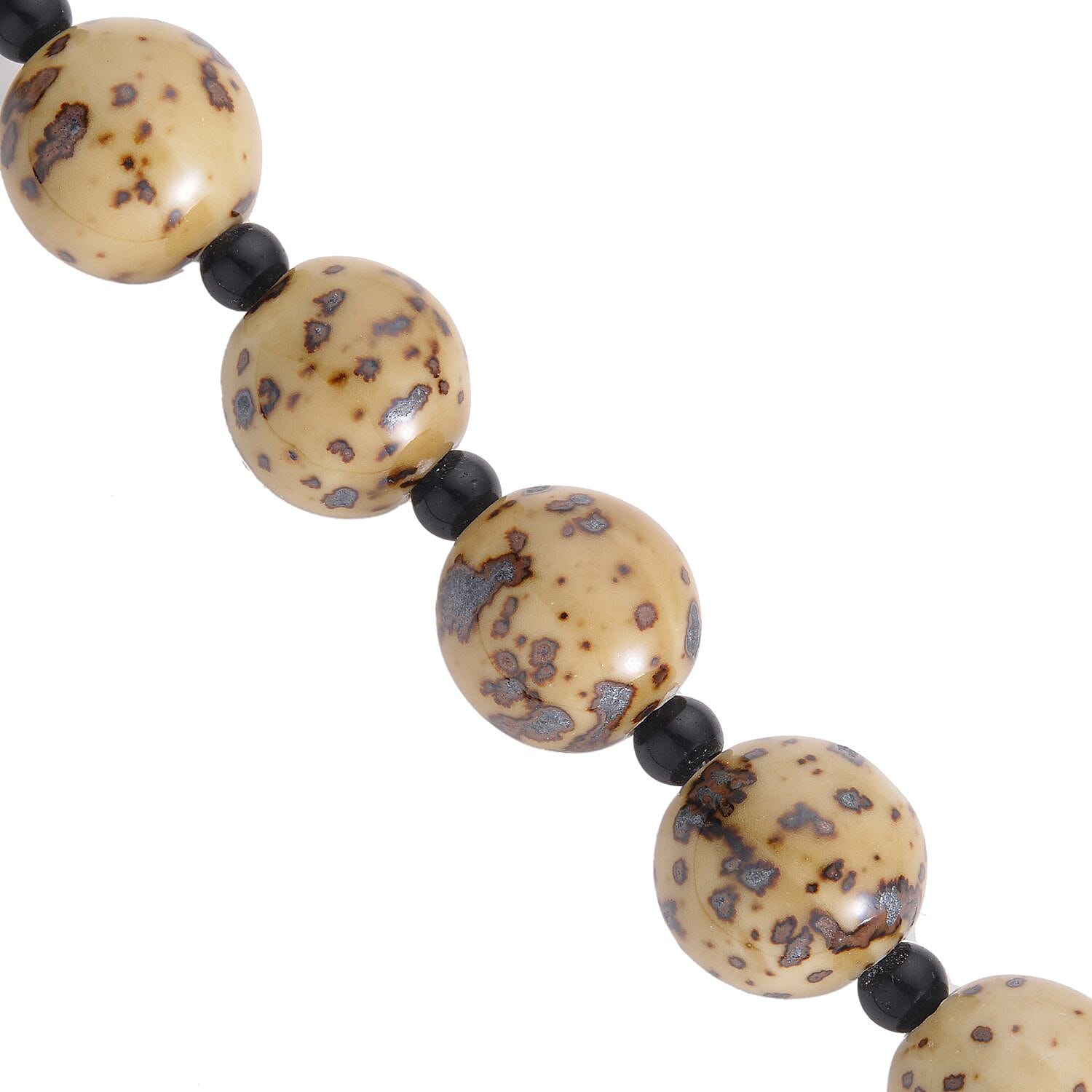 Simulated Brown Colour Beads and Simulated Black Spinel Necklace (Size - 22 with 2 Inch Extender) in Silver Tone.