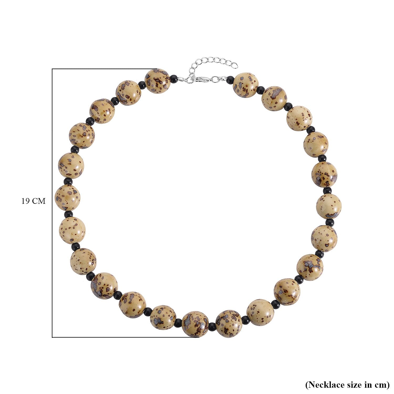 Simulated Brown Colour Beads and Simulated Black Spinel Necklace (Size - 22 with 2 Inch Extender) in Silver Tone.