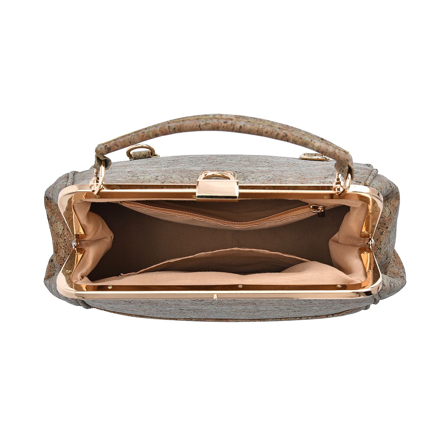 Cork Leather Backpack with Handle Drop - Detachable Shoulder Strap - Coffee