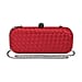 Weave Pattern Clutch Bag with Shoulder Metal Chain - Red
