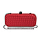 Weave Pattern Clutch Bag with Shoulder Metal Chain - Red