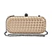 Weave Pattern Clutch Bag with Shoulder Metal Chain - Gold