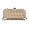 Weave Pattern Clutch Bag with Shoulder Metal Chain - Gold