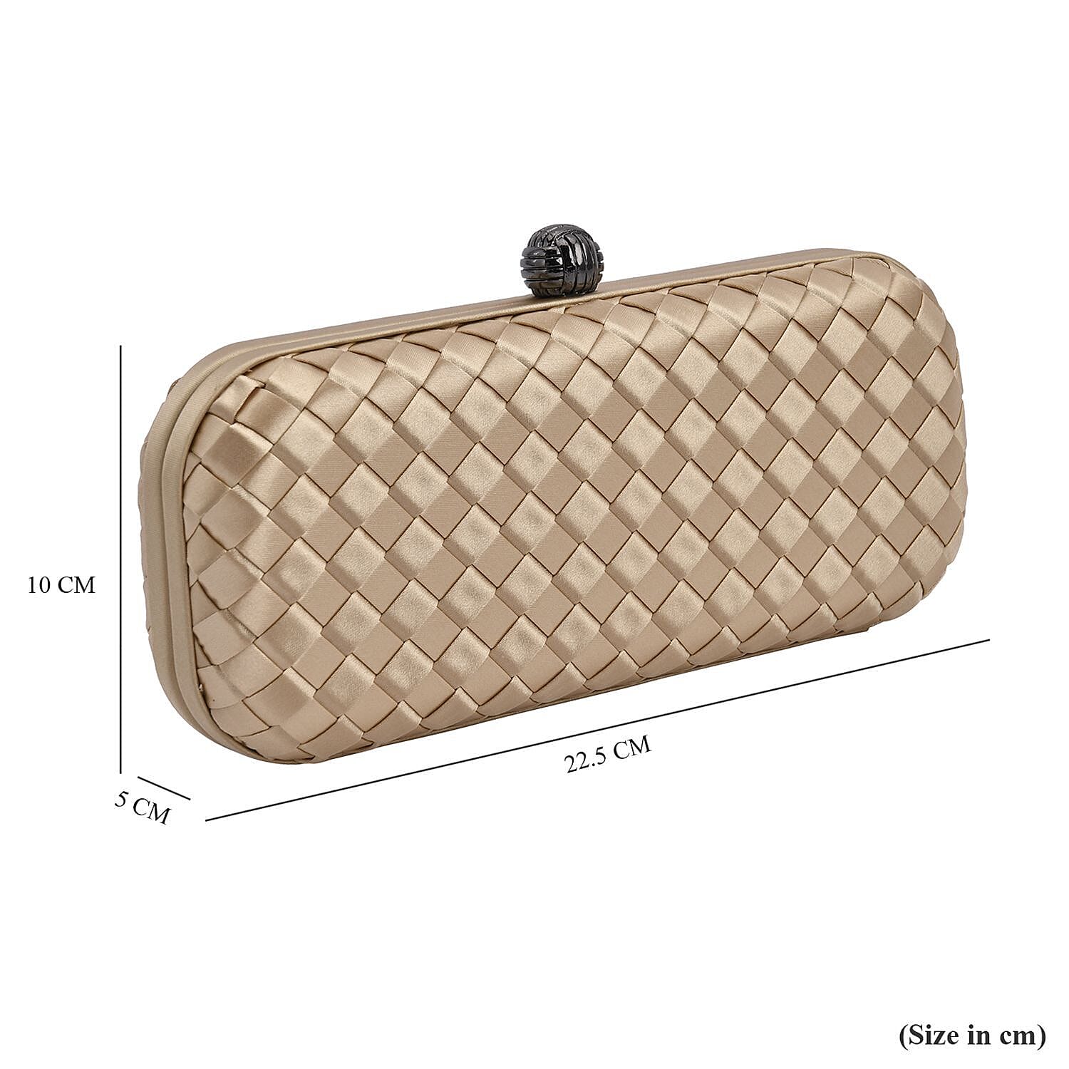 Weave Pattern Clutch Bag with Shoulder Metal Chain - Gold