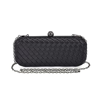 https://tjcuk.sirv.com/Products/71/6/7163915/Weave-Pattern-Clutch-Bag-with-Shoulder-Metal-Chain-Size-22x10x5-Cm-Bla_7163915.jpg?w=342&h=342