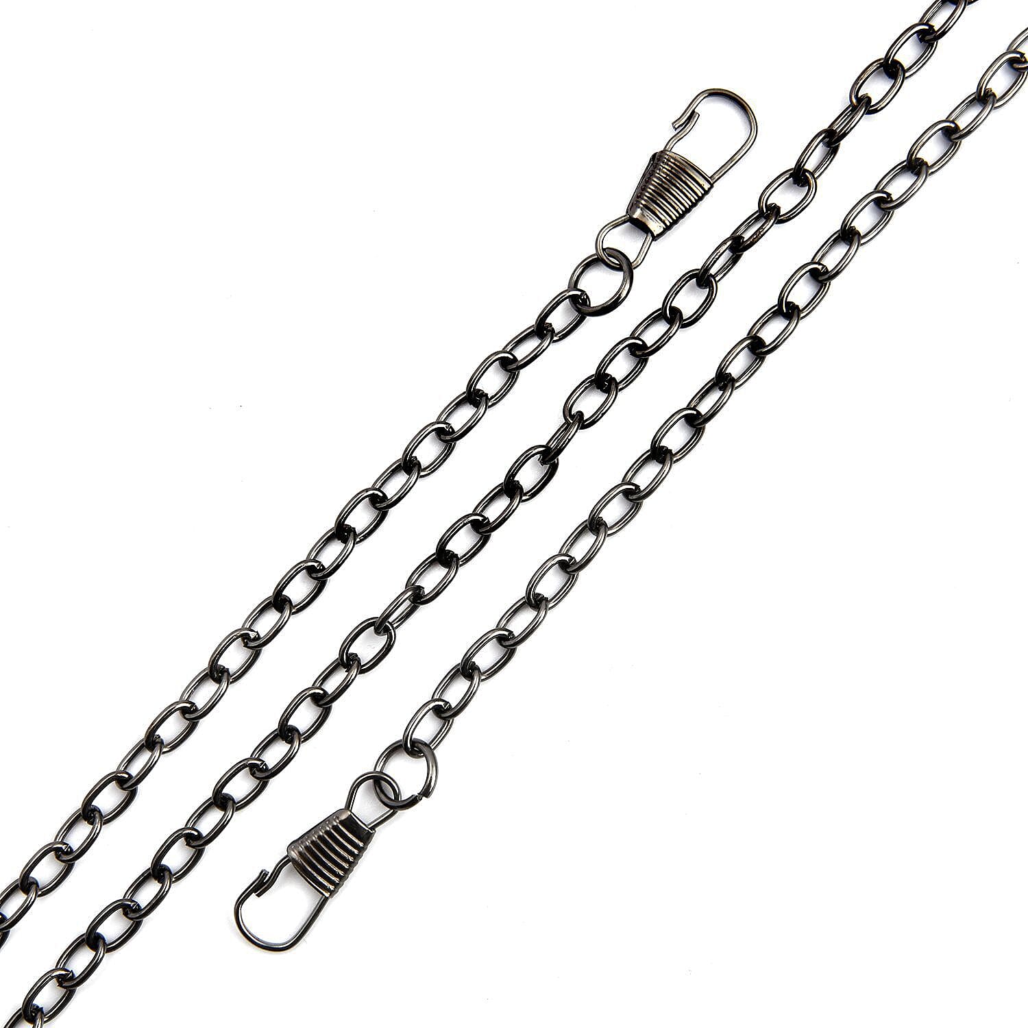 Weave Pattern Clutch Bag with Shoulder Metal Chain - Black