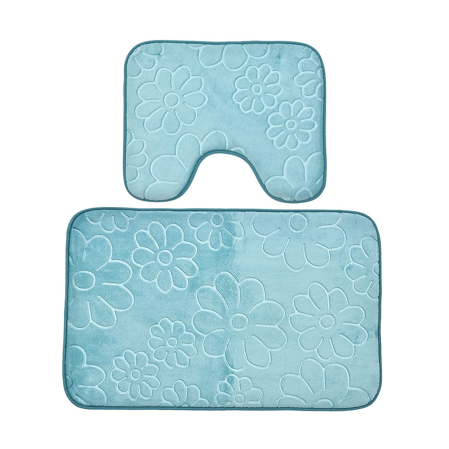 Polyester Solid Rug and Door Mat - Teal