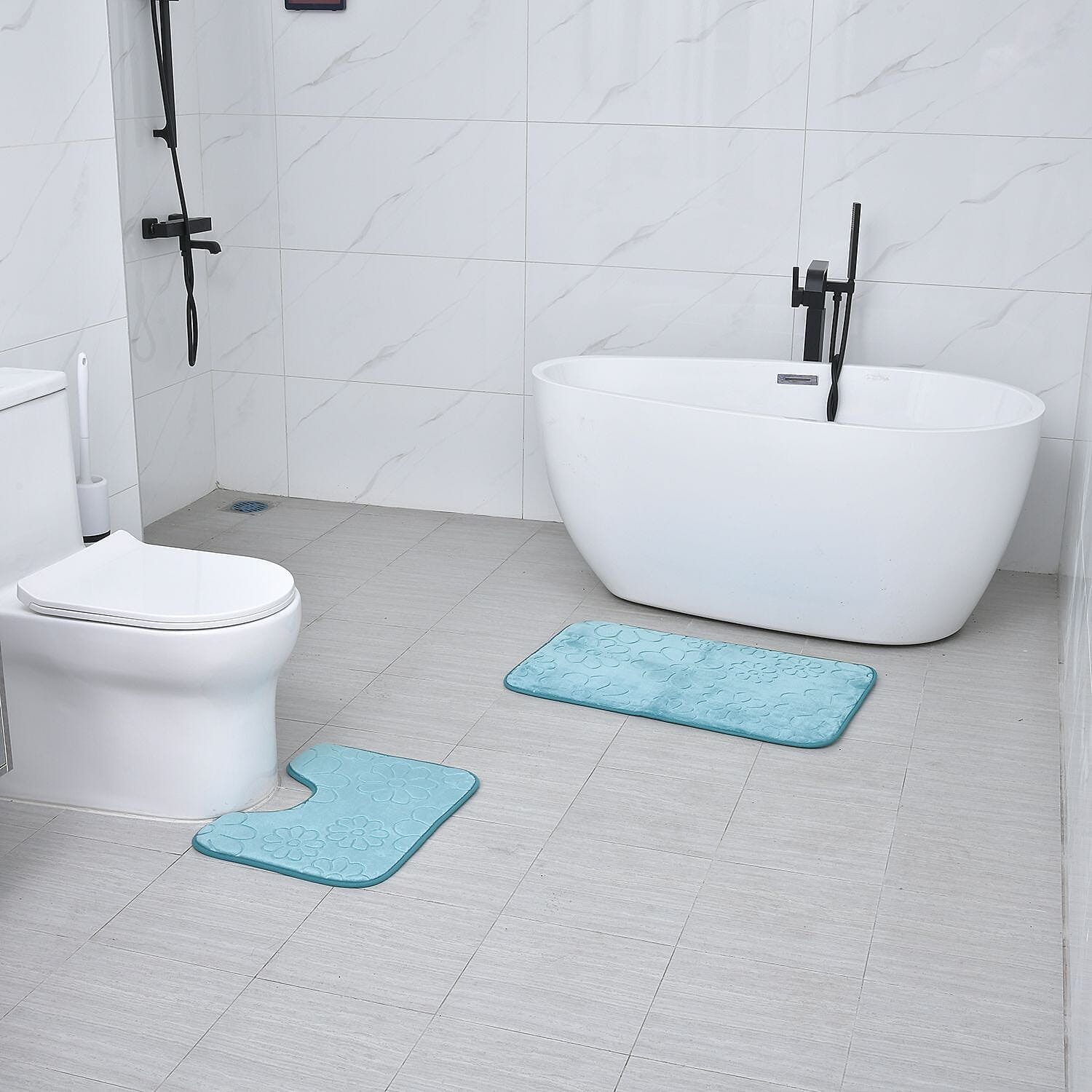 Polyester Solid Rug and Door Mat - Teal