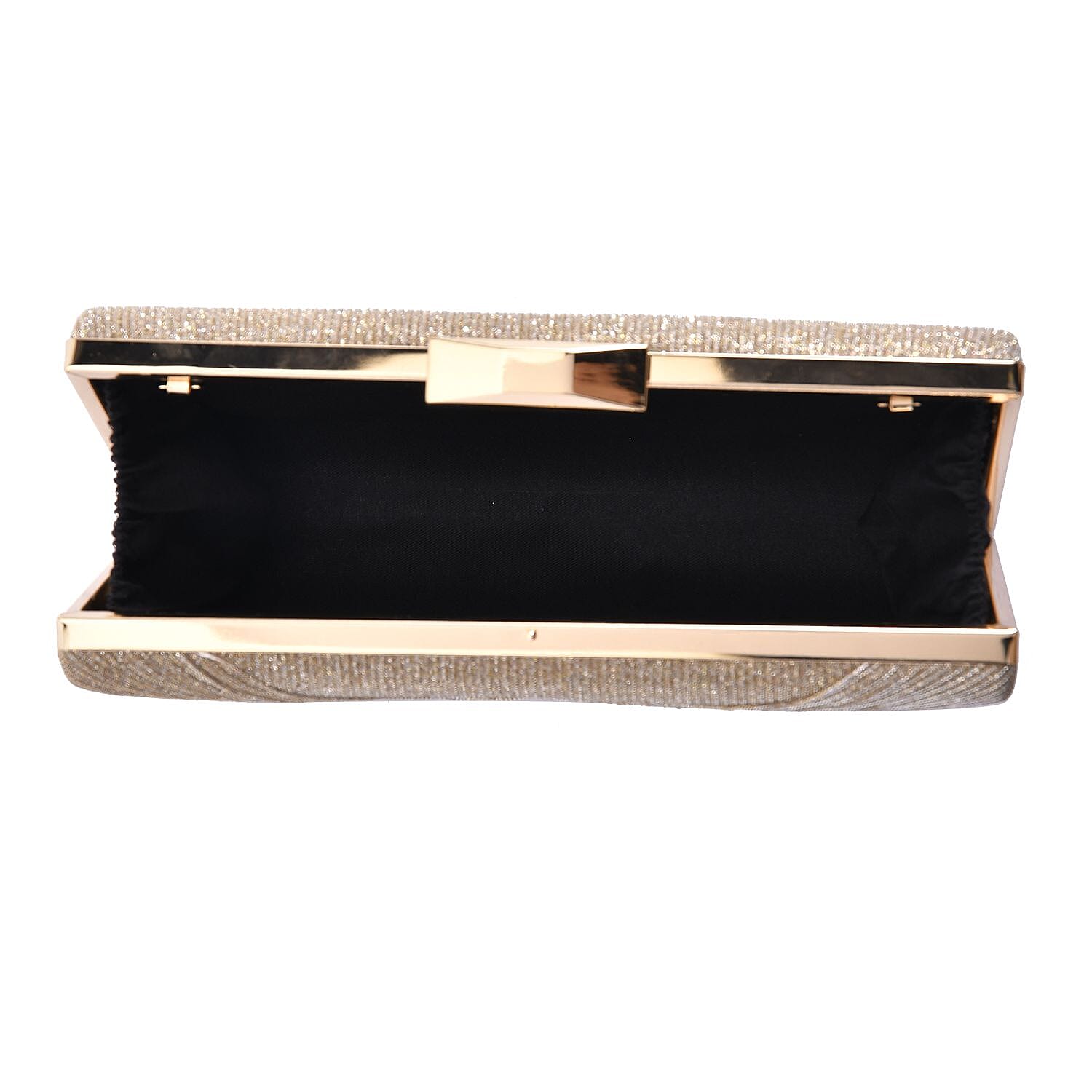 Knot Pattern Clutch Bag with Shoulder Metal Chain - Gold
