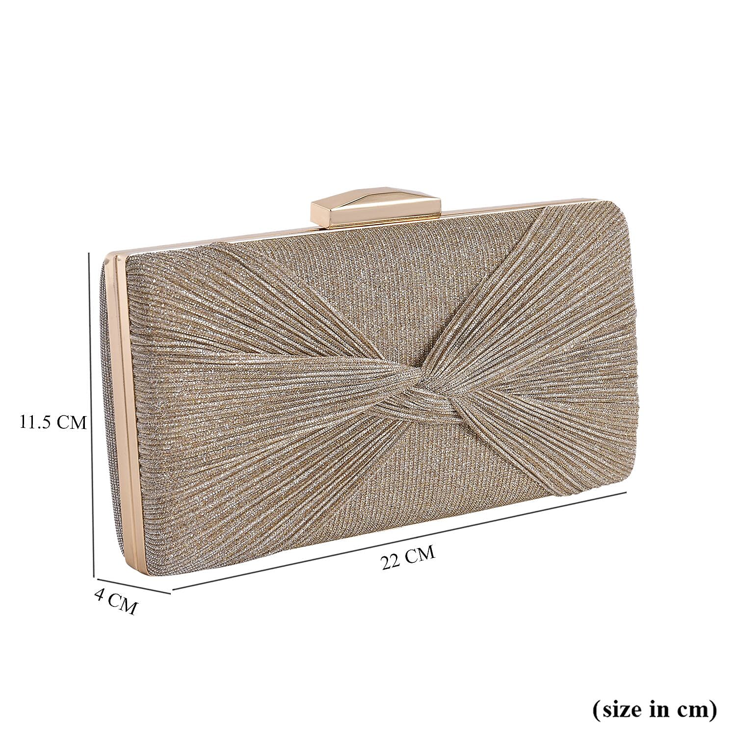 Knot Pattern Clutch Bag with Shoulder Metal Chain - Gold