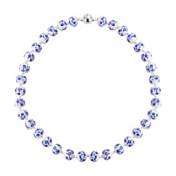 White Color Ceramic Bead Necklace (Size - 20) With Magnetic Lock in White Silver Tone.