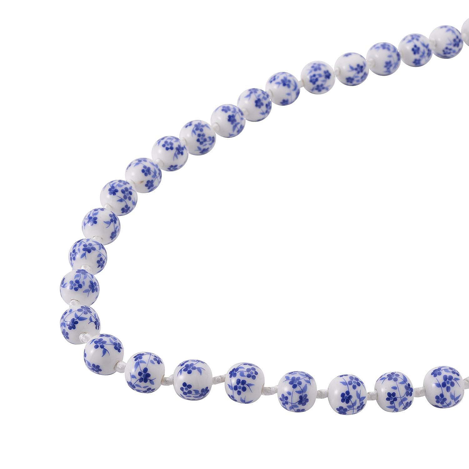 White Color Ceramic Bead Necklace (Size - 20) With Magnetic Lock in White Silver Tone.