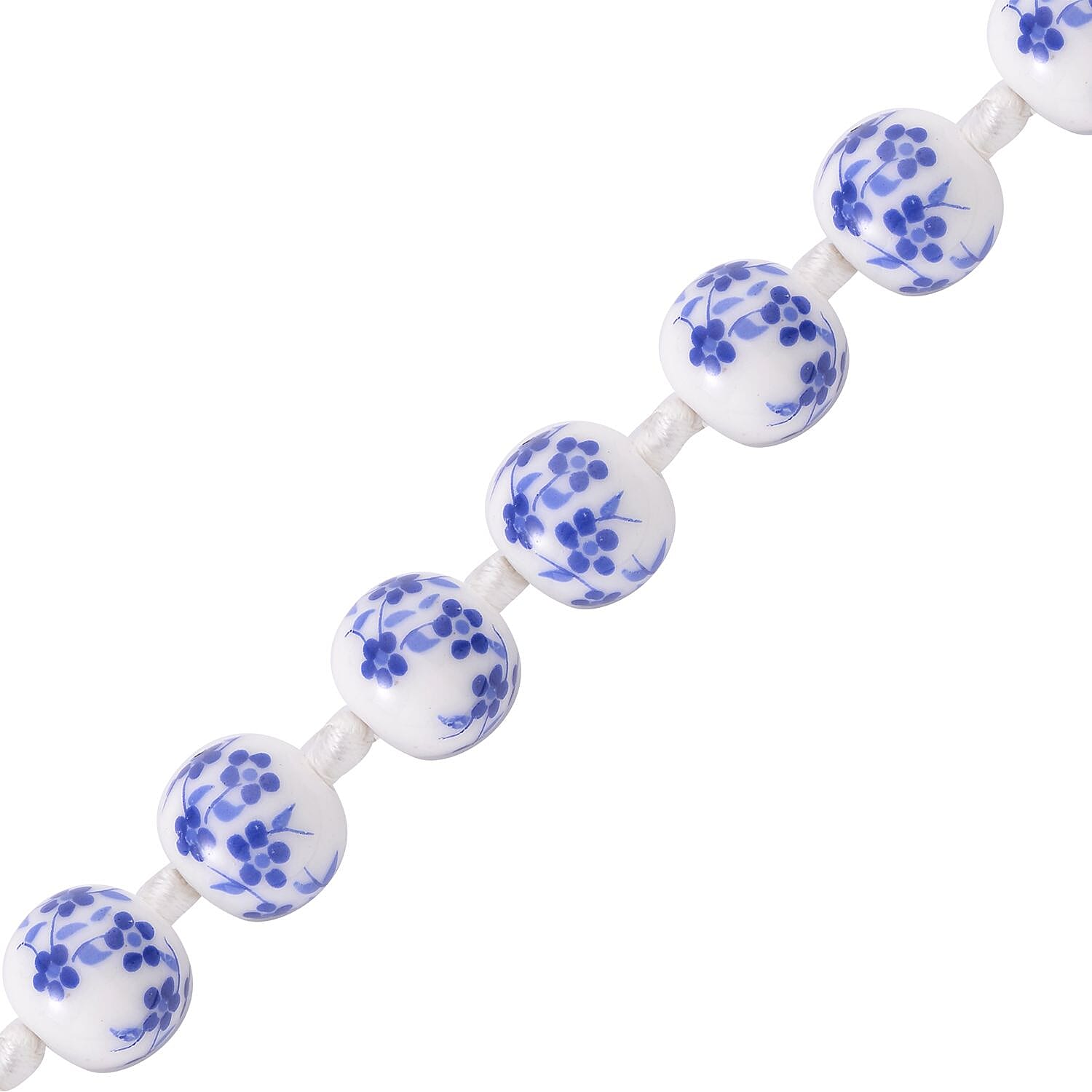 White Color Ceramic Bead Necklace (Size - 20) With Magnetic Lock in White Silver Tone.