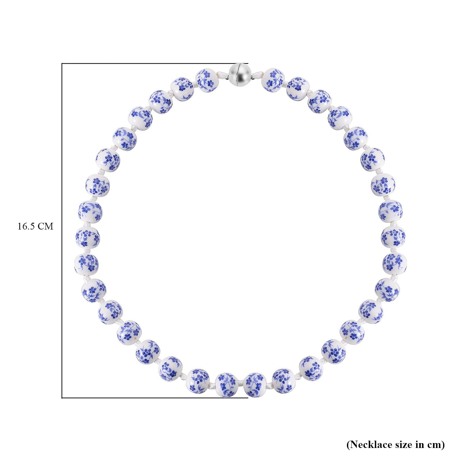 White Color Ceramic Bead Necklace (Size - 20) With Magnetic Lock in White Silver Tone.