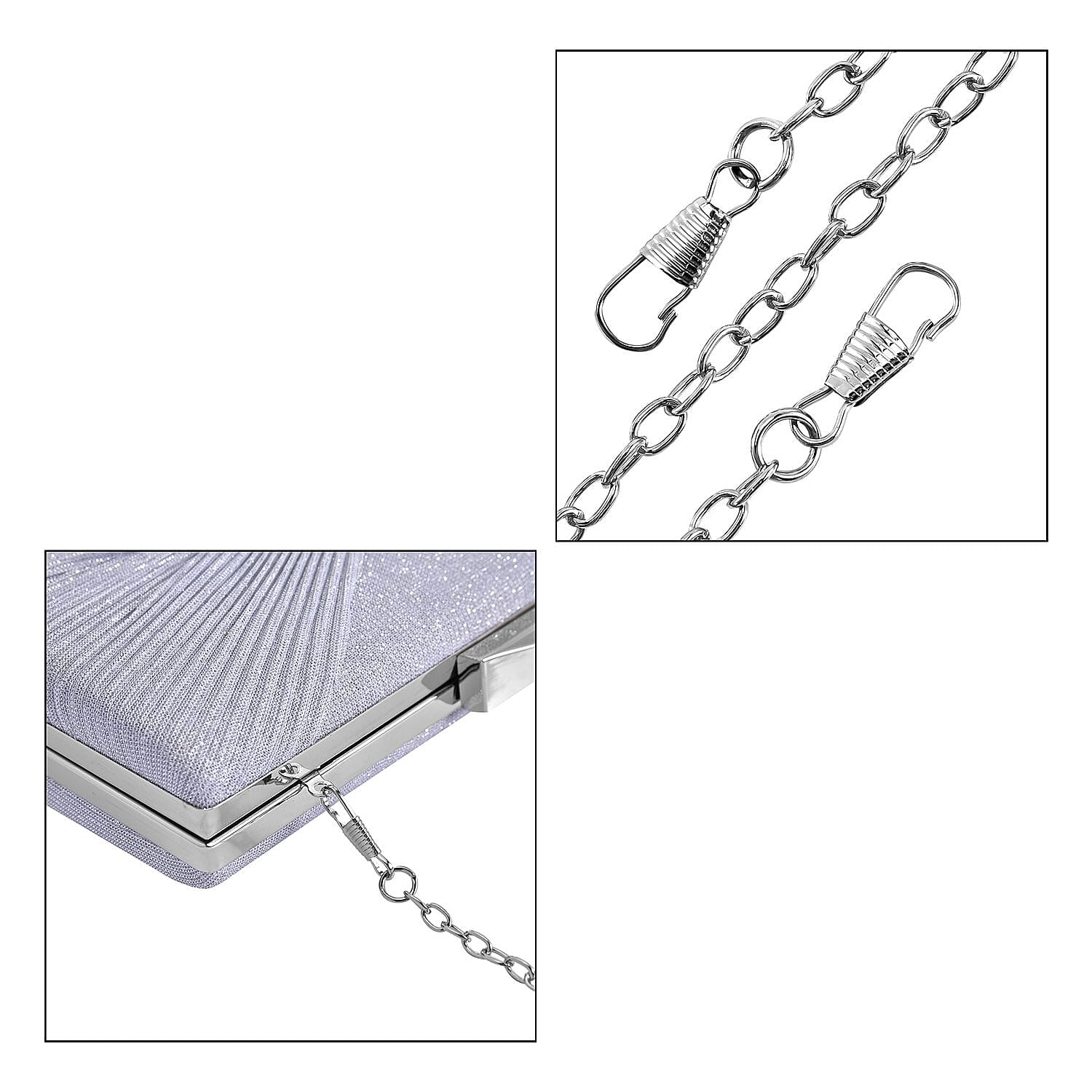 Knot Pattern Clutch Bag with Shoulder Metal Chain - Silver