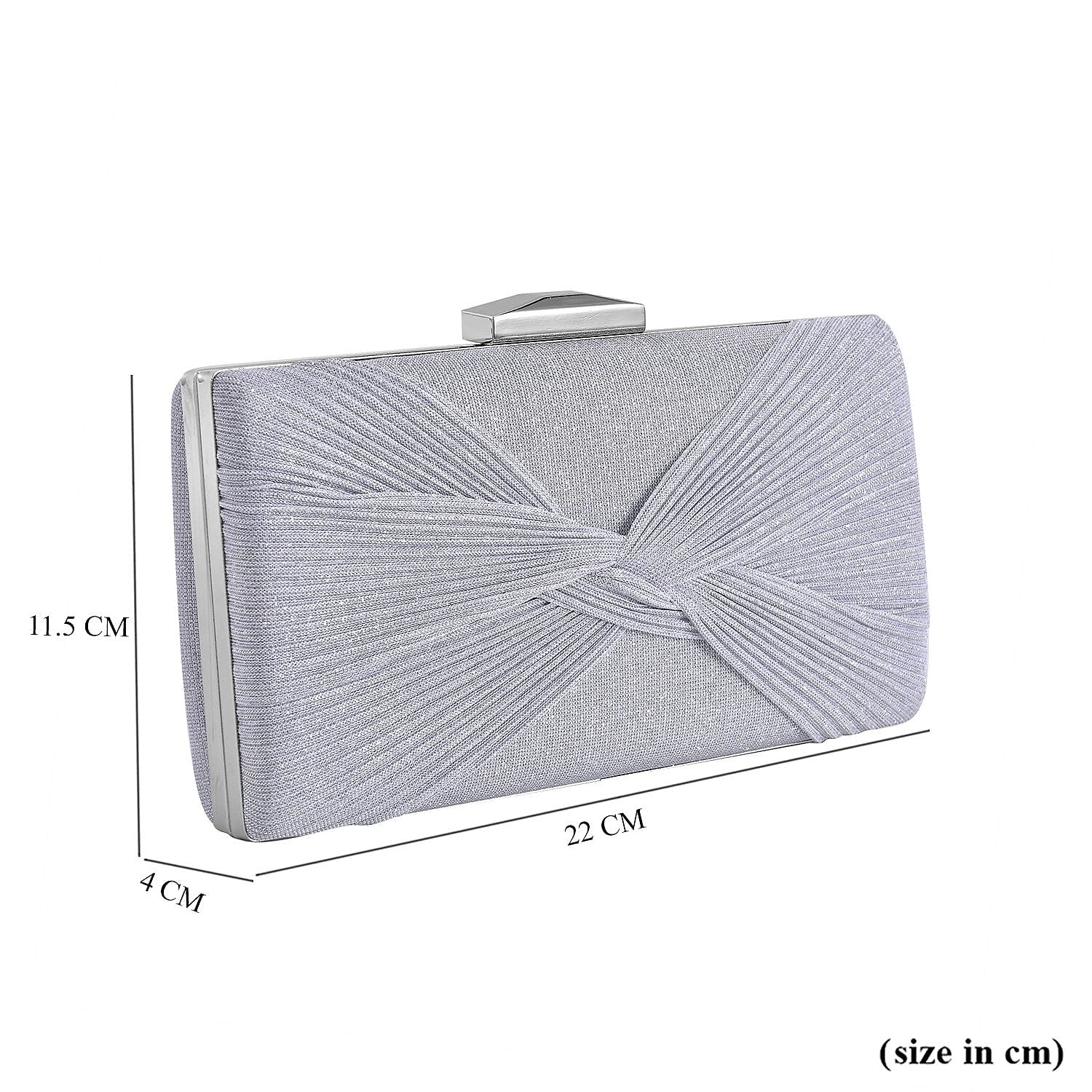 Knot Pattern Clutch Bag with Shoulder Metal Chain - Silver