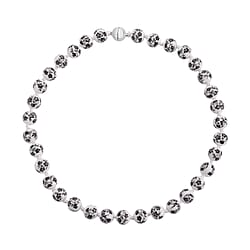 White Color Ceramic Bead Necklace (Size - 20) With Magnetic Lock in White Silver Tone.