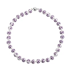 White Color Ceramic Bead Necklace (Size - 20) With Magnetic Lock in White Silver Tone.