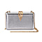 Snake Skin Pattern Clutch Bag with Leaf Clasp Closure - Silver