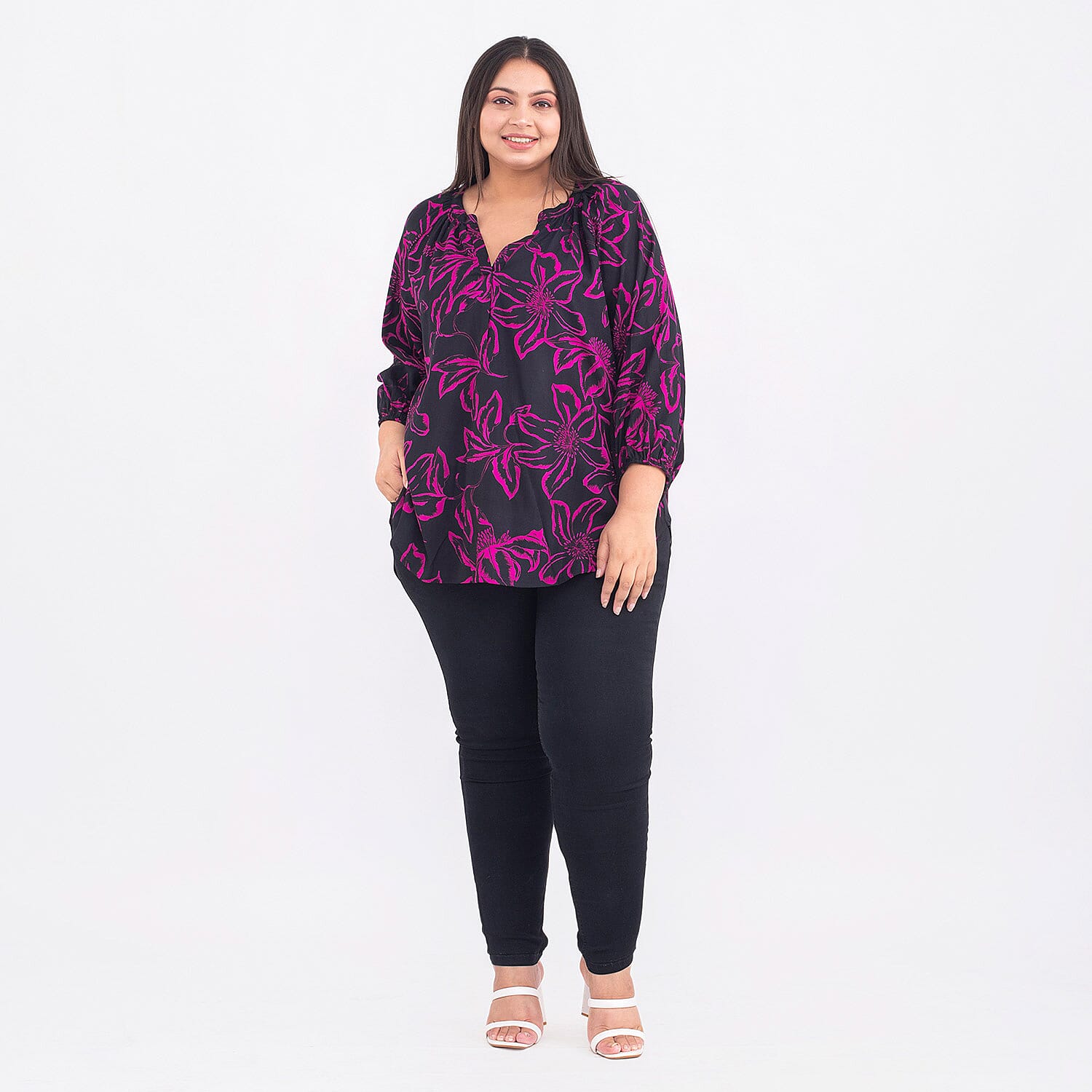 Tamsy Viscose Printed Top - Purple