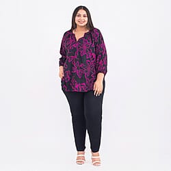 Tamsy Viscose Printed Top - Pink