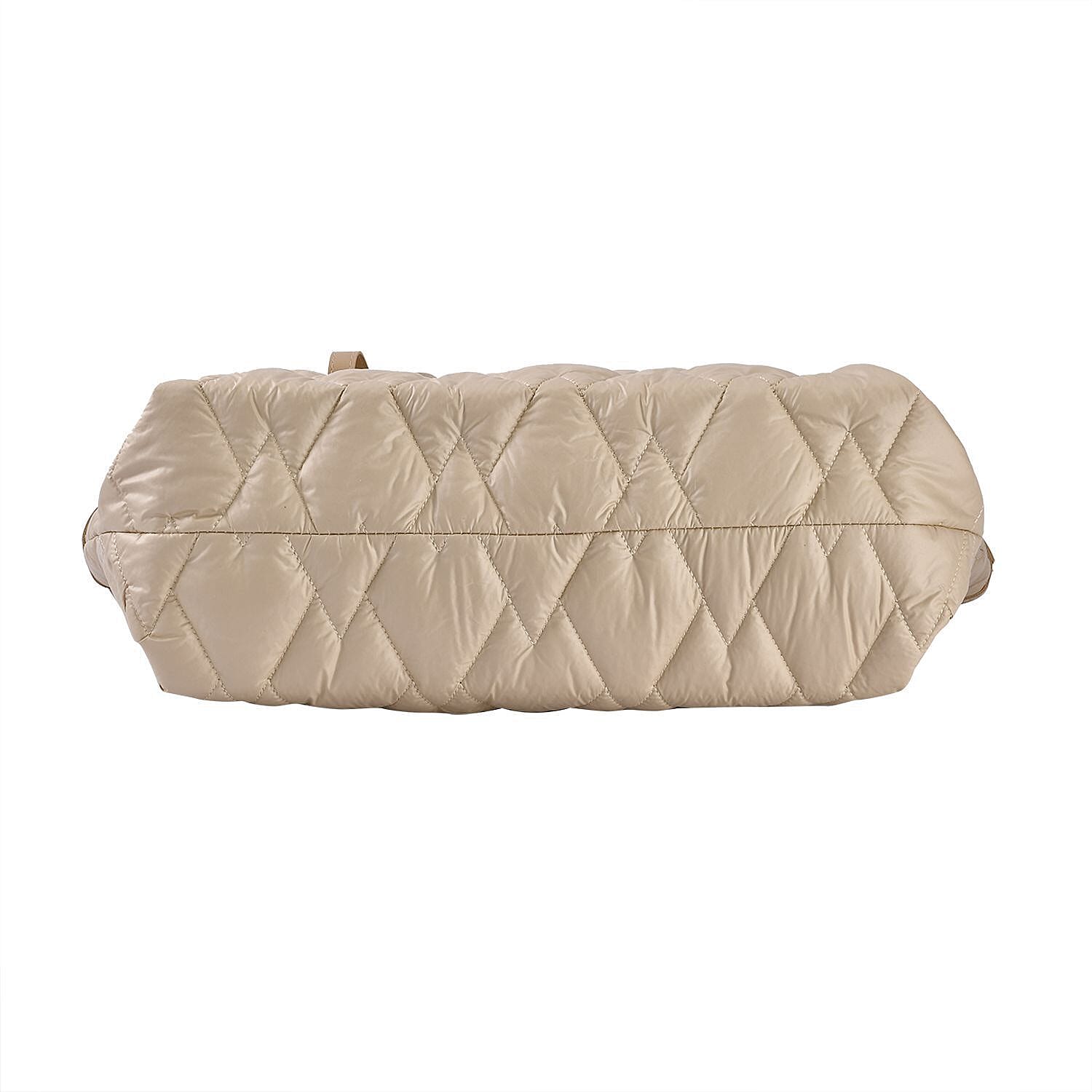 Quilted Pattern Tote Bag with Hand Drop (Size 56x30x16 Cm) - Beige