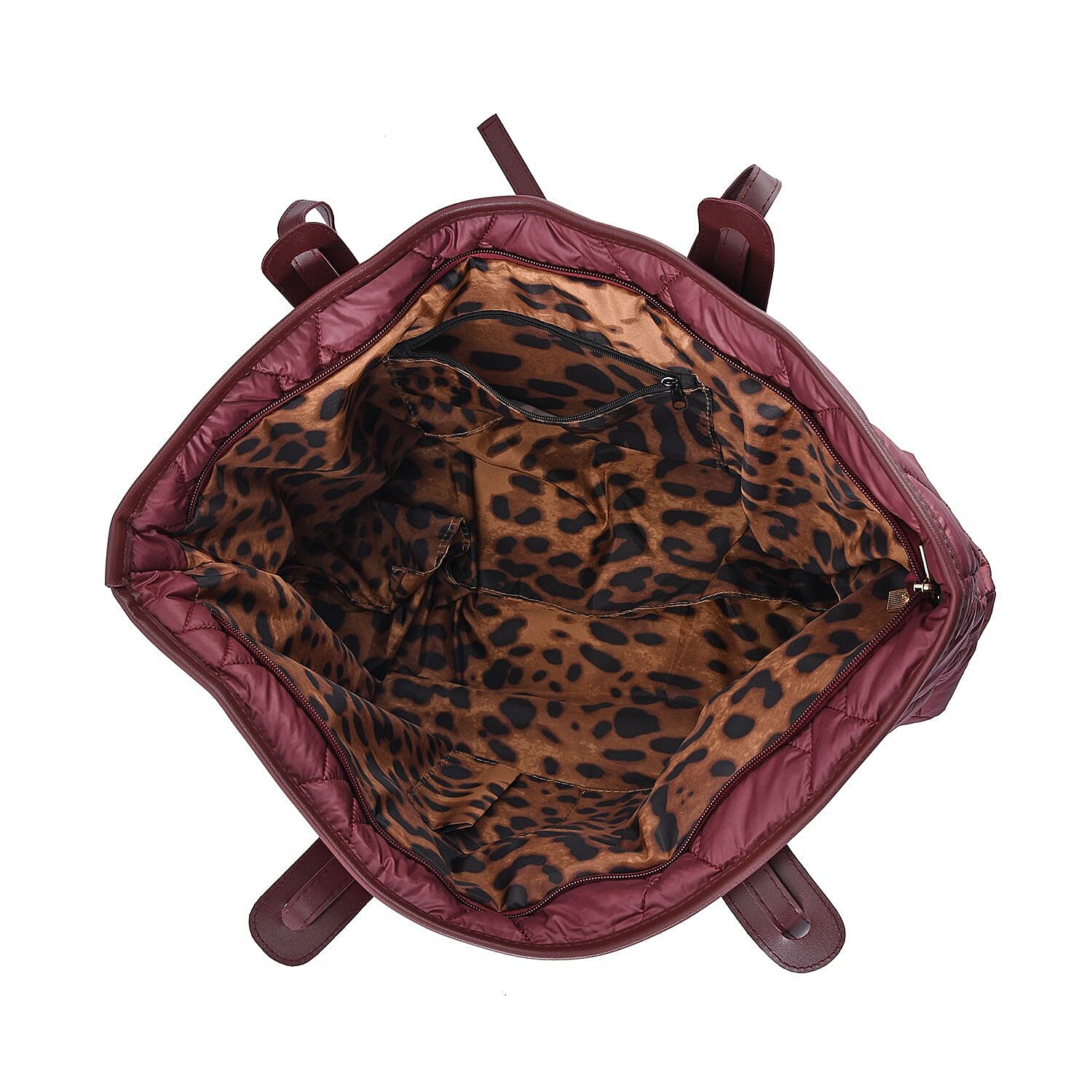 Quilted Pattern Tote Bag with Hand Drop (Size 56x30x16 Cm) - Maroon