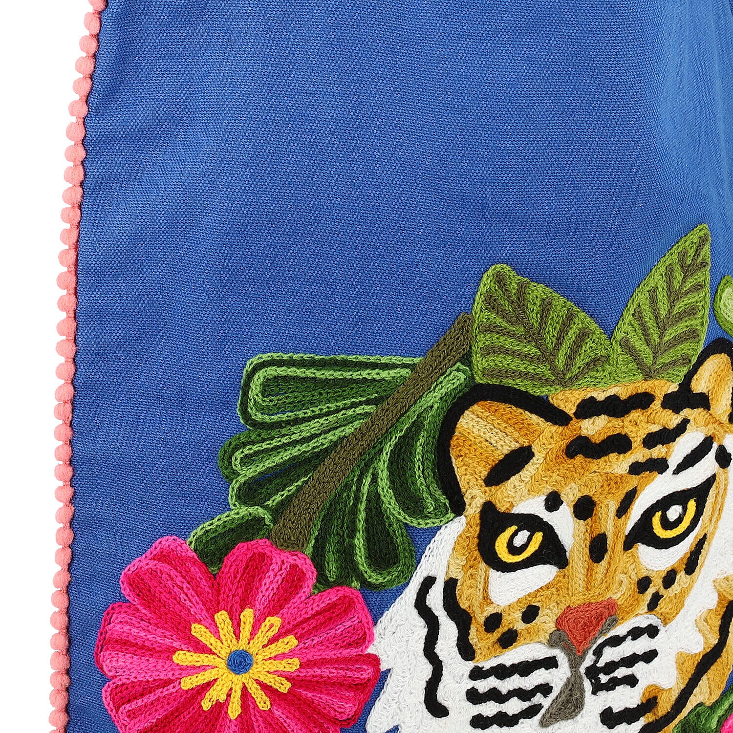 Embroidered Tote Bag with Colourful Thread Work (Size 35x40 Cm) - Blue